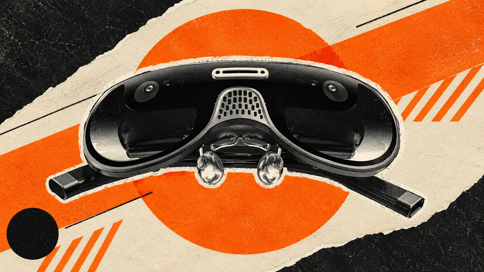 Visor ultraligero URXR One de Unseen Reality, con forma de gafas oscuras, lentes pancake y cámaras frontales de passthrough, conectado por cable USB-C